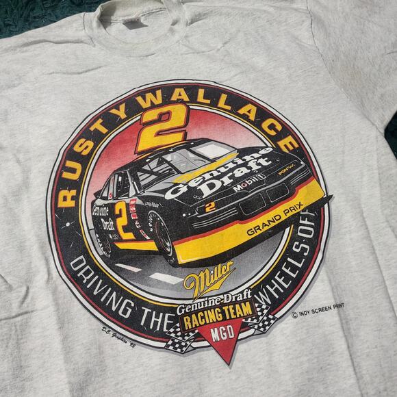 Vintage 1993 Rusty Wallace Miller Genuine Draft NASCAR Tee USA Made (XL) - Picture 2 of 6